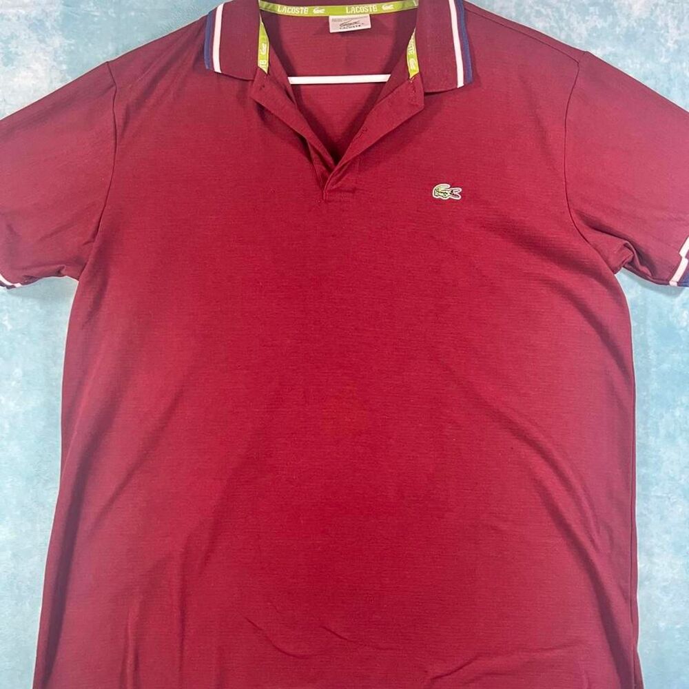 Lacoste Men's Burgundy and Red Polo-shirts